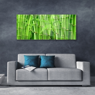 Glass Print Bamboo stalk floral green