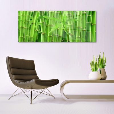 Glass Print Bamboo stalk floral green