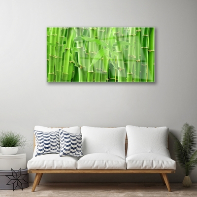 Glass Print Bamboo stalk floral green