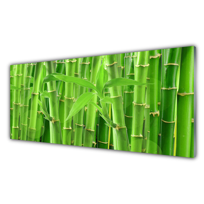 Glass Print Bamboo stalk floral green