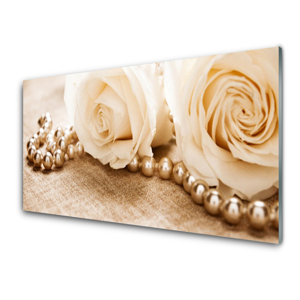 Glass Print Roses floral green