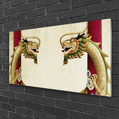 Glass Print Dragon art green red