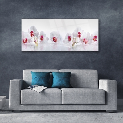 Glass Print Flowers floral white red