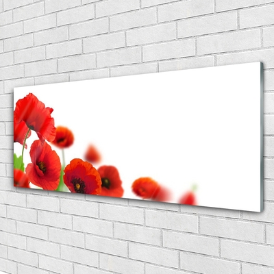 Glass Print Poppies floral red black green