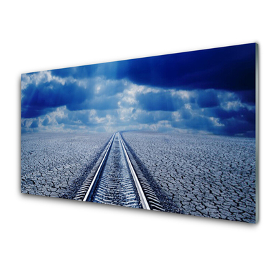 Glass Print Track architecture grey blue