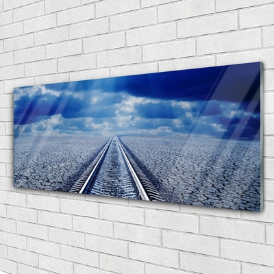 Glass Print Track architecture grey blue