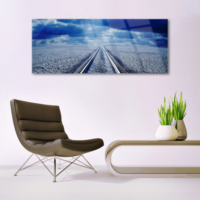 Glass Print Track architecture grey blue