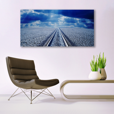 Glass Print Track architecture grey blue