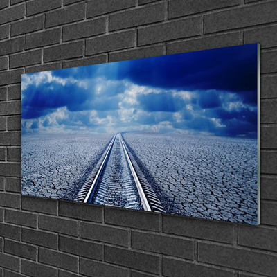 Glass Print Track architecture grey blue