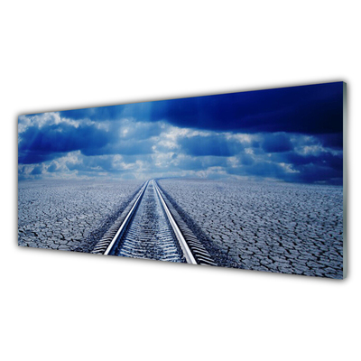 Glass Print Track architecture grey blue