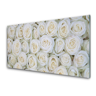 Glass Print Roses floral white