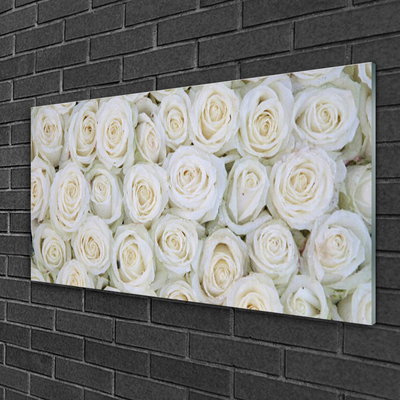 Glass Print Roses floral white