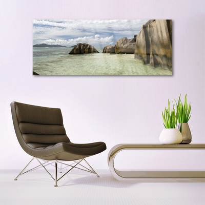 Glass Print Rock landscape grey