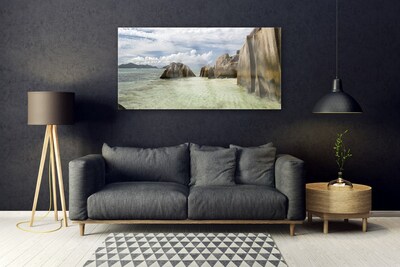 Glass Print Rock landscape grey