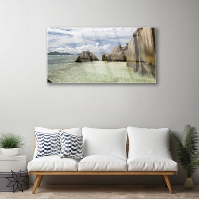 Glass Print Rock landscape grey