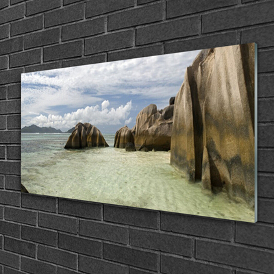 Glass Print Rock landscape grey