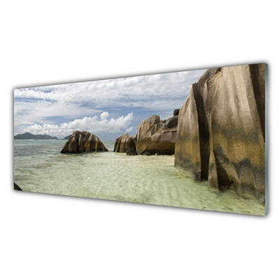 Glass Print Rock landscape grey