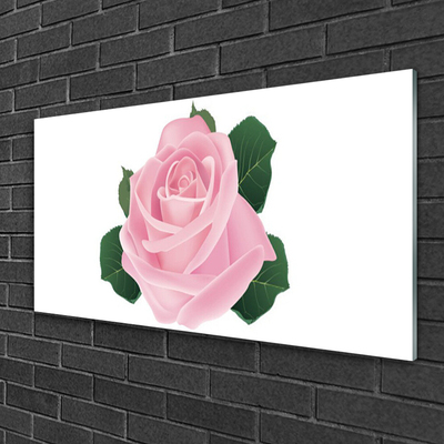 Glass Print Rose floral pink green