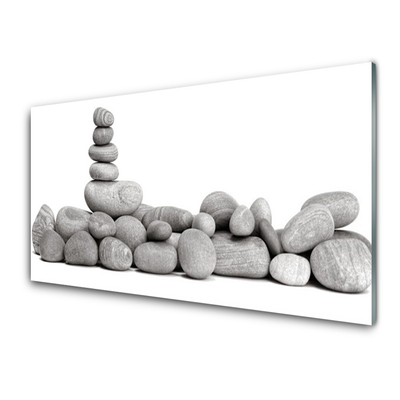 Glass Print Stones art grey