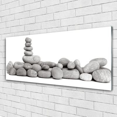 Glass Print Stones art grey