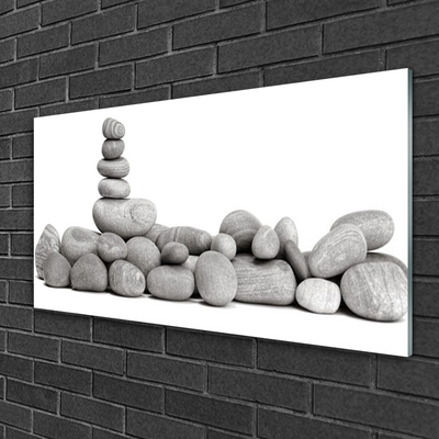 Glass Print Stones art grey