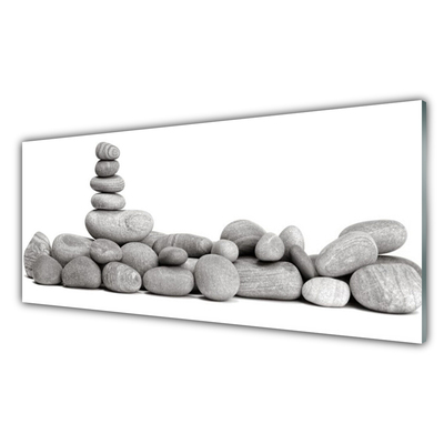 Glass Print Stones art grey