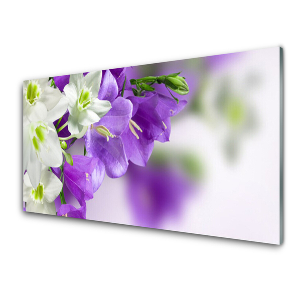 Glass Print Flowers floral purple white