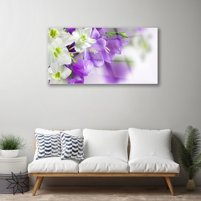 Glass Print Flowers floral purple white