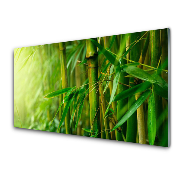 Glass Print Bamboo stalks floral green