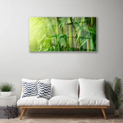 Glass Print Bamboo stalks floral green