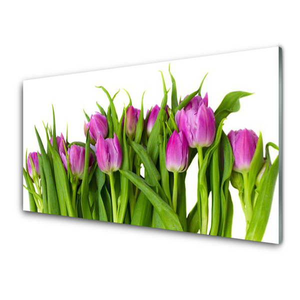 Glass Print Tulips floral pink green