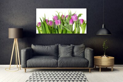 Glass Print Tulips floral pink green