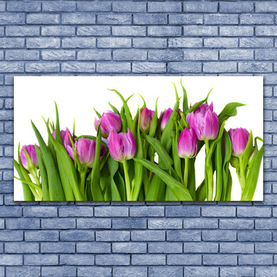 Glass Print Tulips floral pink green