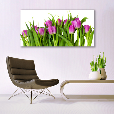 Glass Print Tulips floral pink green