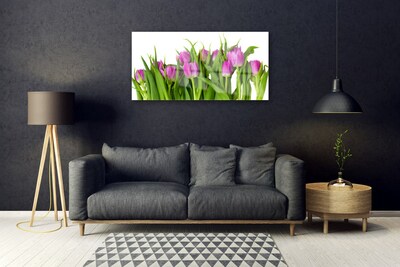 Glass Print Tulips floral pink green