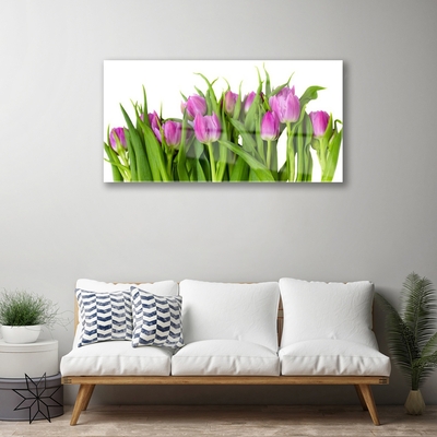 Glass Print Tulips floral pink green