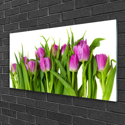 Glass Print Tulips floral pink green