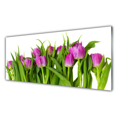 Glass Print Tulips floral pink green