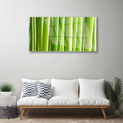 Glass Print Bamboo stalks floral green