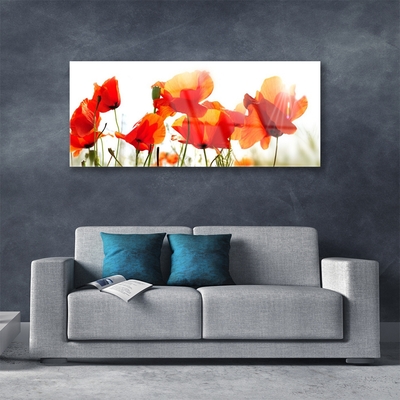 Glass Print Poppies floral red yellow