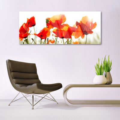 Glass Print Poppies floral red yellow