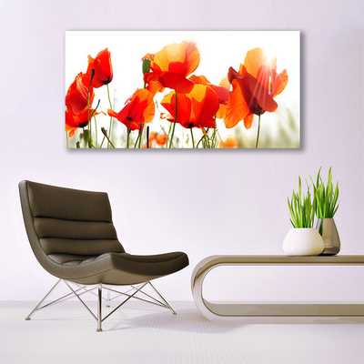 Glass Print Poppies floral red yellow