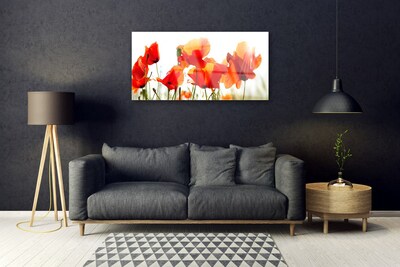 Glass Print Poppies floral red yellow