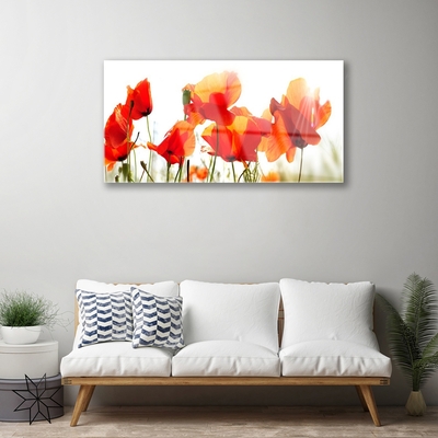 Glass Print Poppies floral red yellow