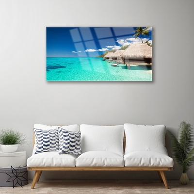 Glass Print Sea landscape blue