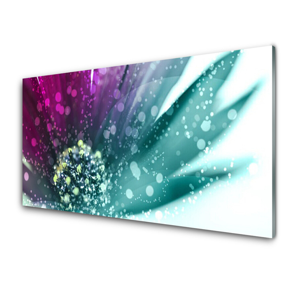 Glass Print Flower art red blue