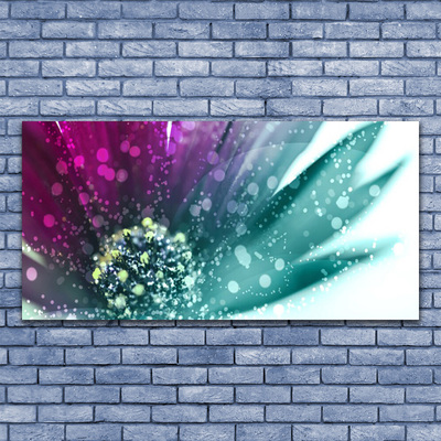 Glass Print Flower art red blue