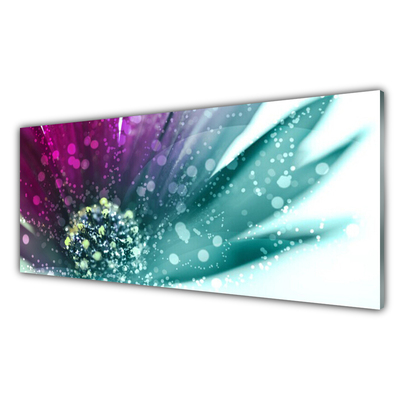 Glass Print Flower art red blue