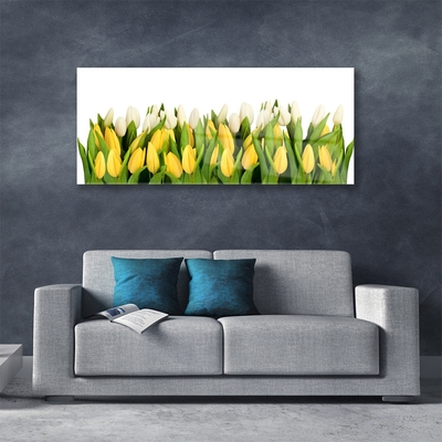 Glass Print Tulips floral yellow green