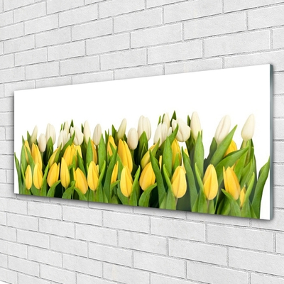 Glass Print Tulips floral yellow green